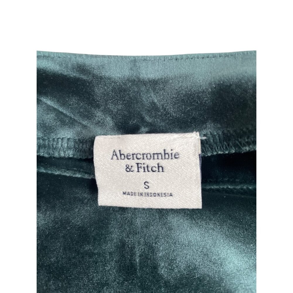 Abercrombie & Fitch Women's Small Green Velour Mock Neck Ruched Mini Dress - Picture 4 of 5